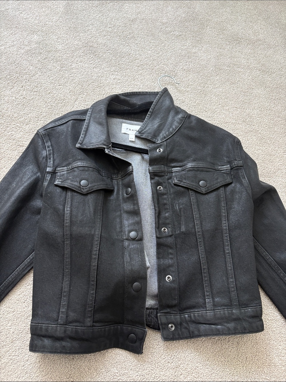 Frame Black coated Denim Jacket
